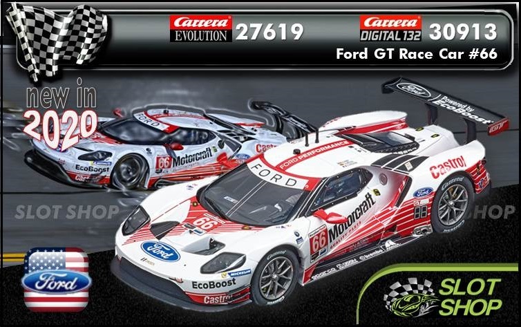 #66 1:32 Slot Car Carrera Digital 132 30913 Ford GT Race Car 