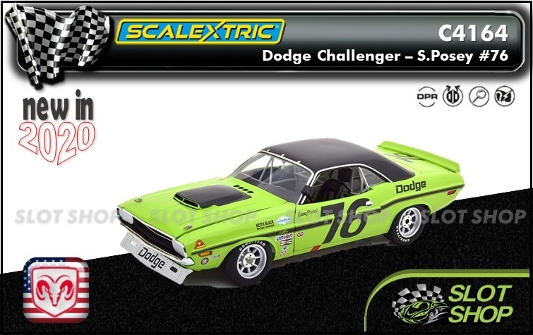 Scalextric Dodge Challenger Sam Posey #76 1:32 Slot Race Car C4164 