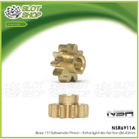 NSR 6911A Brass 11t Sidewinder Pinion – Extra-light, No Friction Ø6.45mm