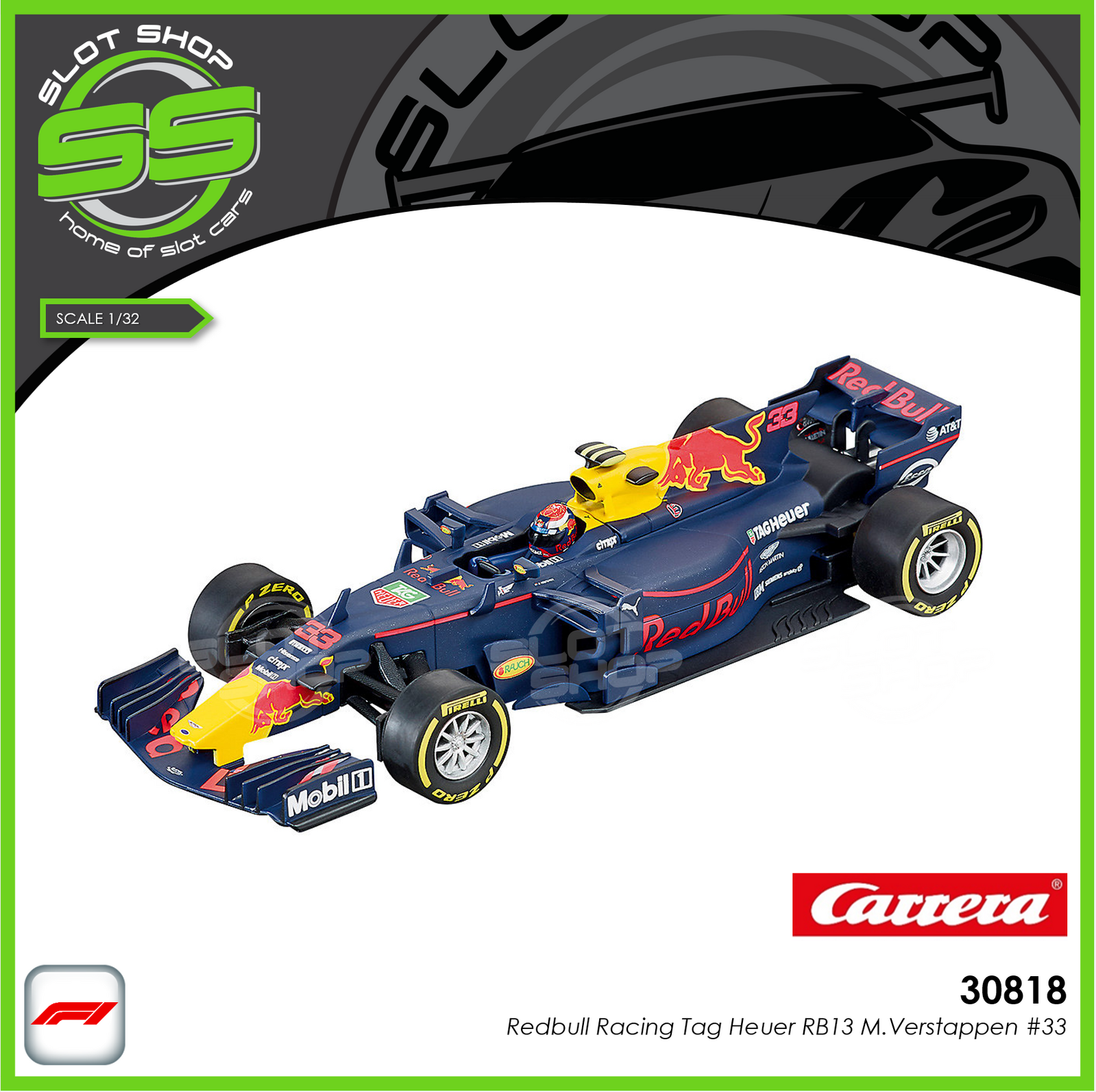 Carrera 30818 Digital 132 Redbull Racing Tag Heuer RB13 M.Verstappen 33