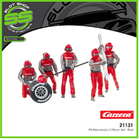 Carrera 21131 Pit Mechanics 5 piece Set - Red