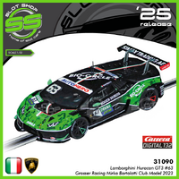 Carrera 31090 Digital 132 Lamborghini Huracan GT3 #63 Grasser Racing Mirko Bortolotti Club Model 2023
