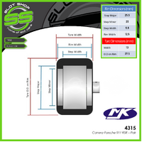 MJK 4315 Carrera 1/24 Porsche 911 RSR Polyurethane Front Tyres - Pair