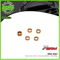 BRM S065 Brass Washers - 4mm x 2mm, 1mm x 3mm - Mixed Bag