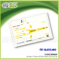 CG Slotcars CGSCD002A Modern F1 Renault 2020 Peel & Stick Decals