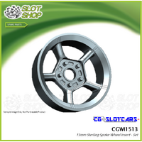 CG Slotcars CGWI1513 15mm Sterling Spoke Wheel Inserts