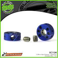 Scaleauto SC1124 2.38mm Axle Stoppers – Lightened Anodized Blue - Pair