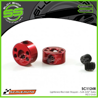 Scaleauto SC1124R 2.38mm Axle Stoppers – Lightened Anodized Red - Pair