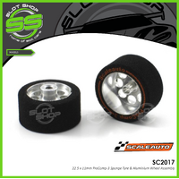 Scaleauto SC2017 22.5mm x 11mm ProComp-3 Sponge Tyre & Aluminium Wheel Assembly – Pair