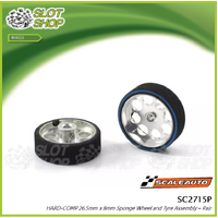 Scaleauto SC2715P HARD-Comp 26.5mm x 8mm Sponge Front Wheel And Tyre Assembly