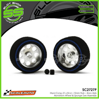 Scaleauto SC2727P Pro-Comp-3 21 x 8mm Aluminium Wheel & Sponge Tyre Assembly - 3mm Axles